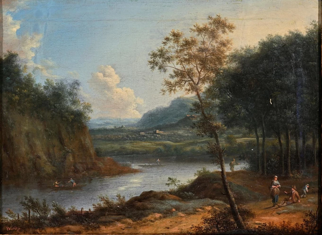 Johann Christian Vollerdt - Paesaggio con fiume e personaggi